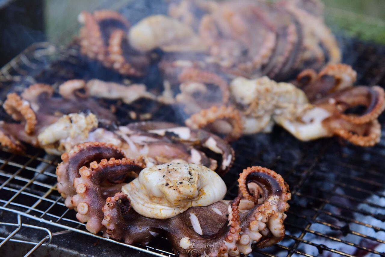 Octopus over charcoal