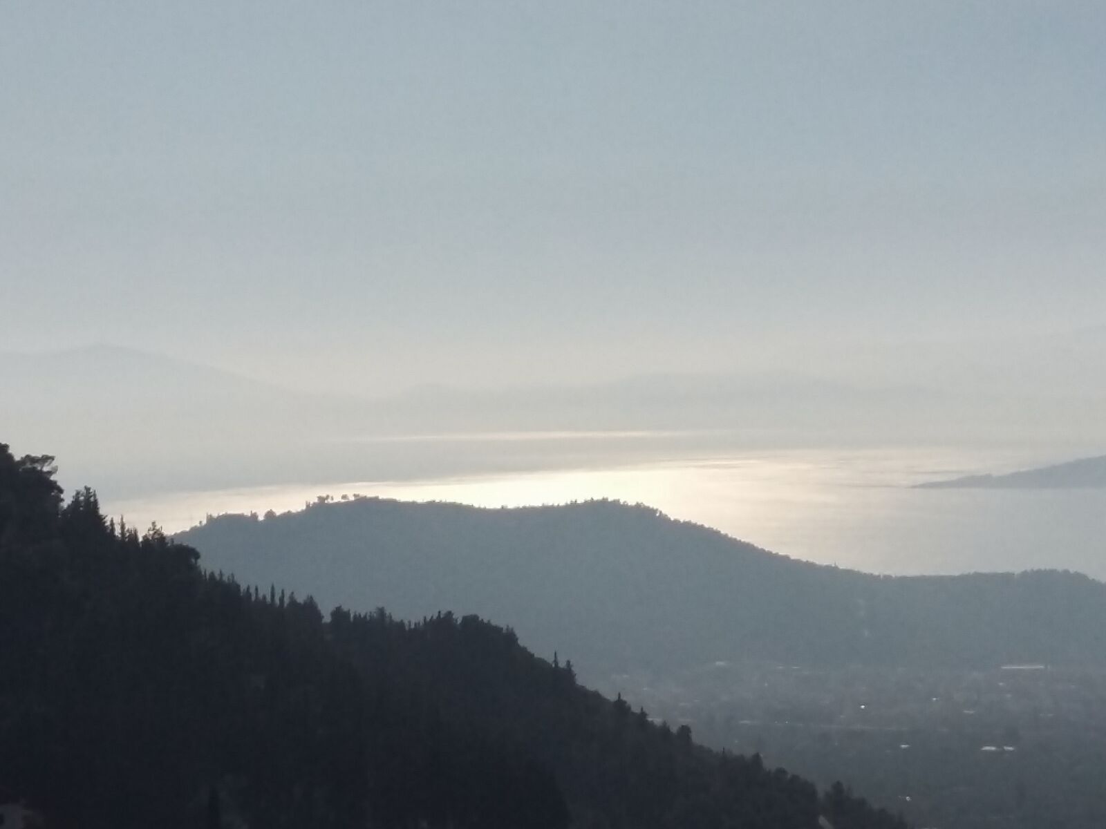 The Pagasetic Gulf seen from Pelion, winter haze on the water
